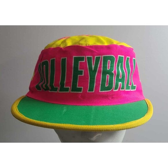 VINTAGE USA ASICS YELLOW REVERSABLE RUNNING CAP,neon,80s,90s,ONE OF A KIND! - Picture 9 of 10